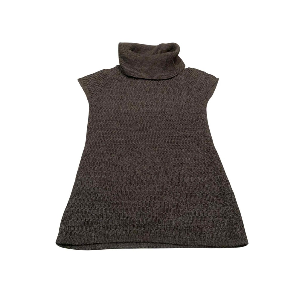 Stambecco Italy Alpaca‎ Wool Sleeveless Turtleneck Sweater Tunic S Grey Soft Lux